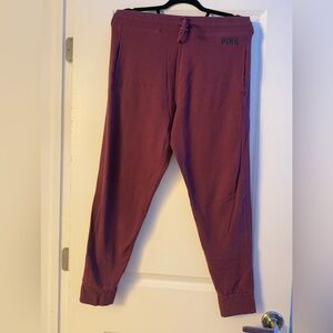 VICTORIA SECRET PINK Sweatpants logo joggers women's Pocket SZ MED - Preowned